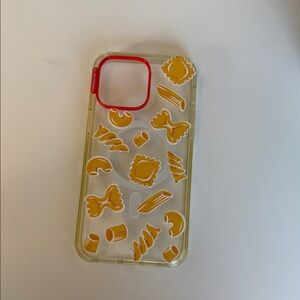 Pasta-Themed Clear Phone Case with Yellow Accents